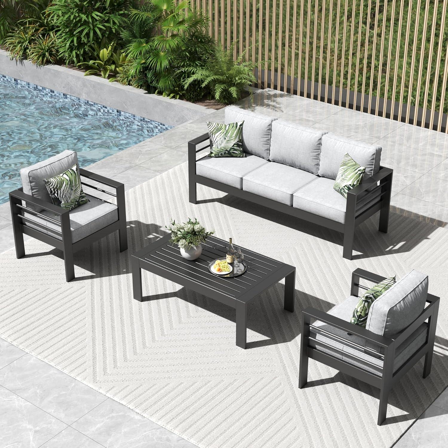 LayinSun Alturas Standalone Product 4 Piece Sofa Seating Group With Cushions