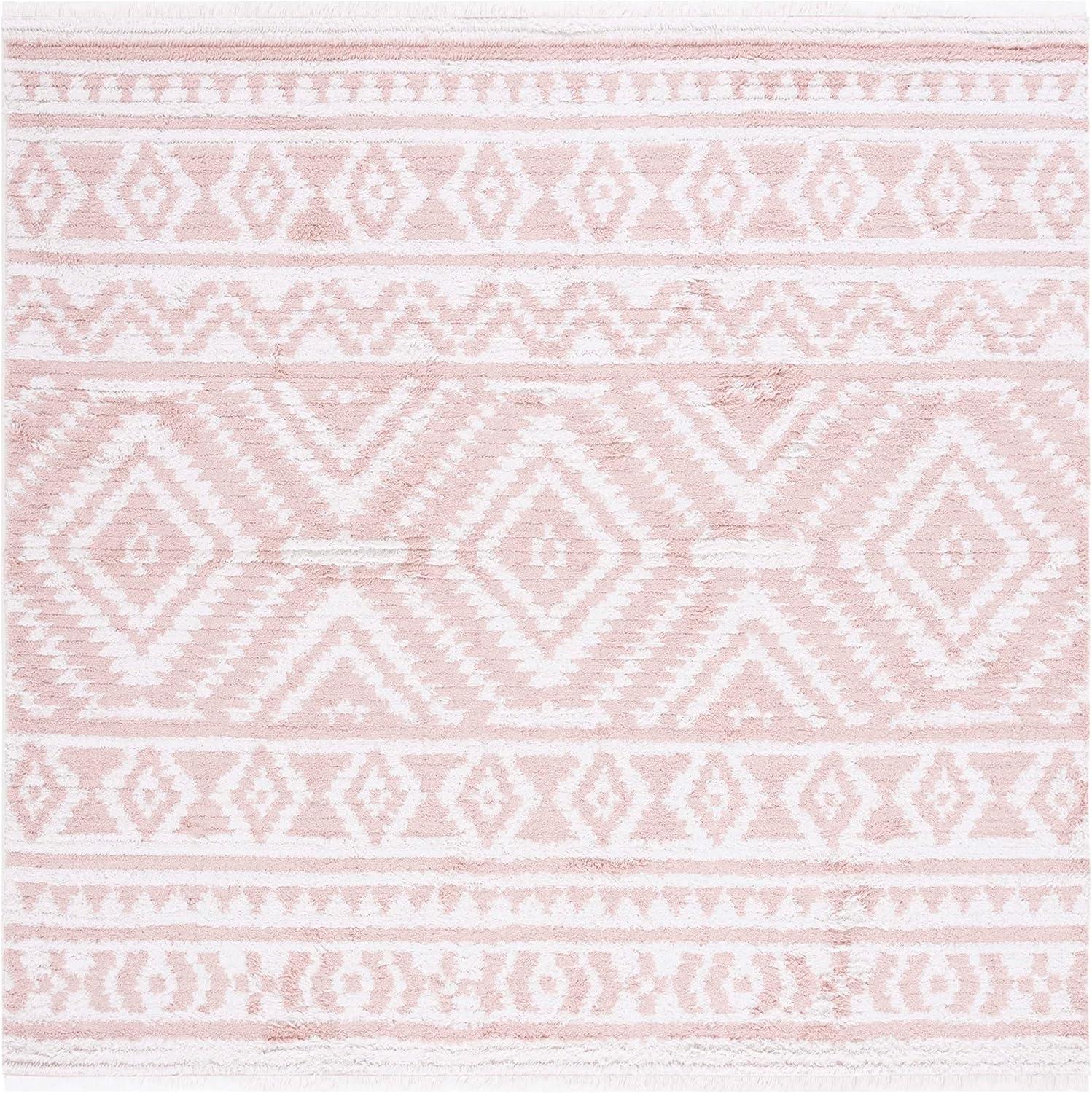 SAFAVIEH Augustine Emmett Geometric Area Rug, Ivory/Pink, 6'4" x 6'4" Square