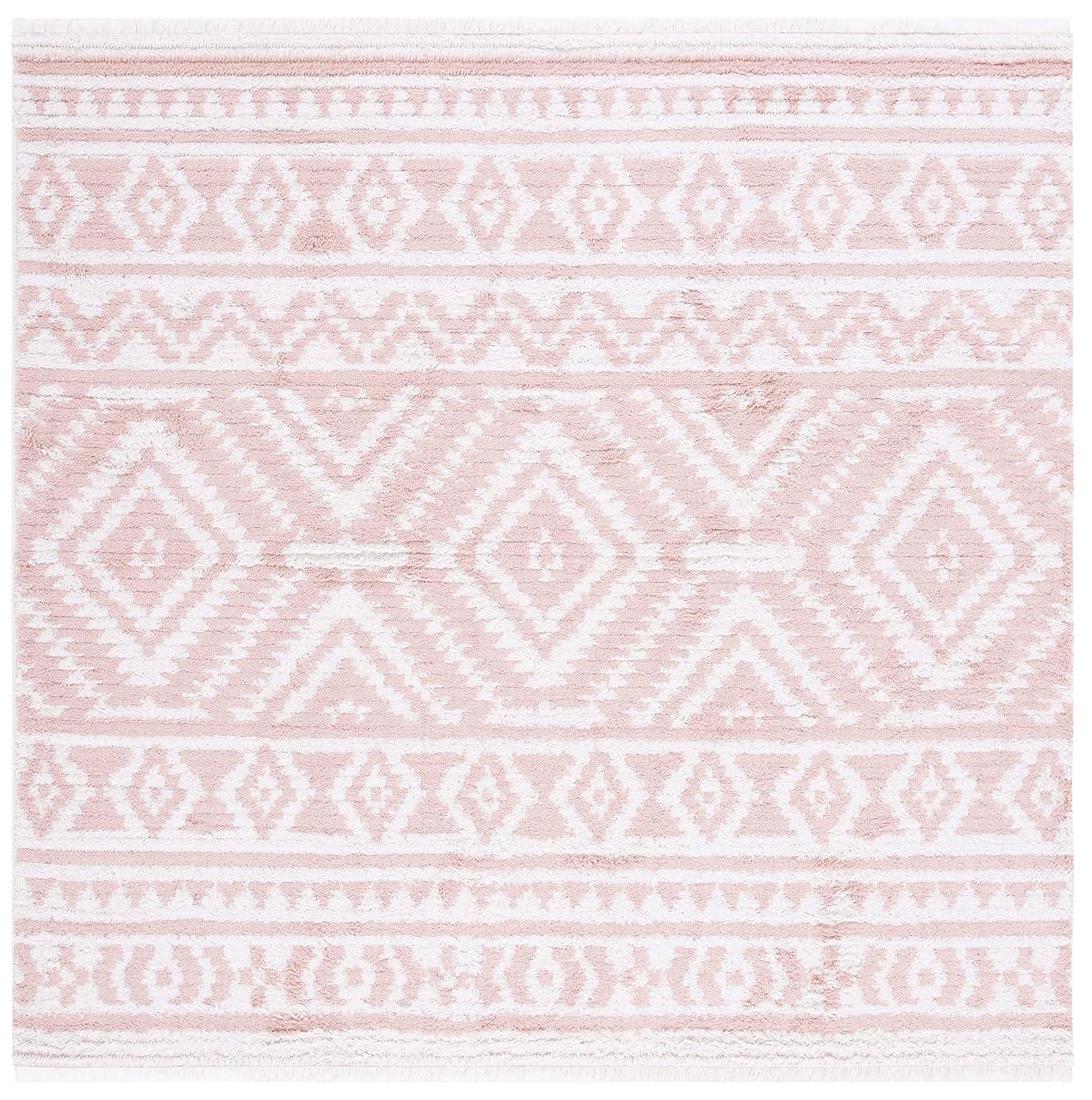SAFAVIEH Augustine Emmett Geometric Area Rug, Ivory/Pink, 6'4" x 6'4" Square