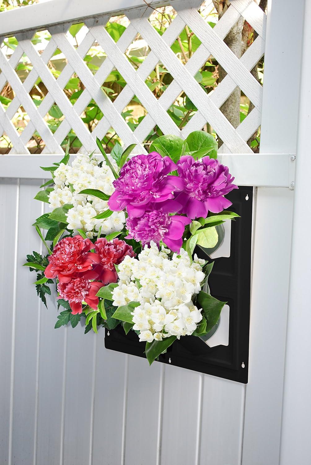 Bloomers Wall Flowers Vertical Gardening System – Create Gardens on Walls – Holds up to 4 Potted Plants – Black