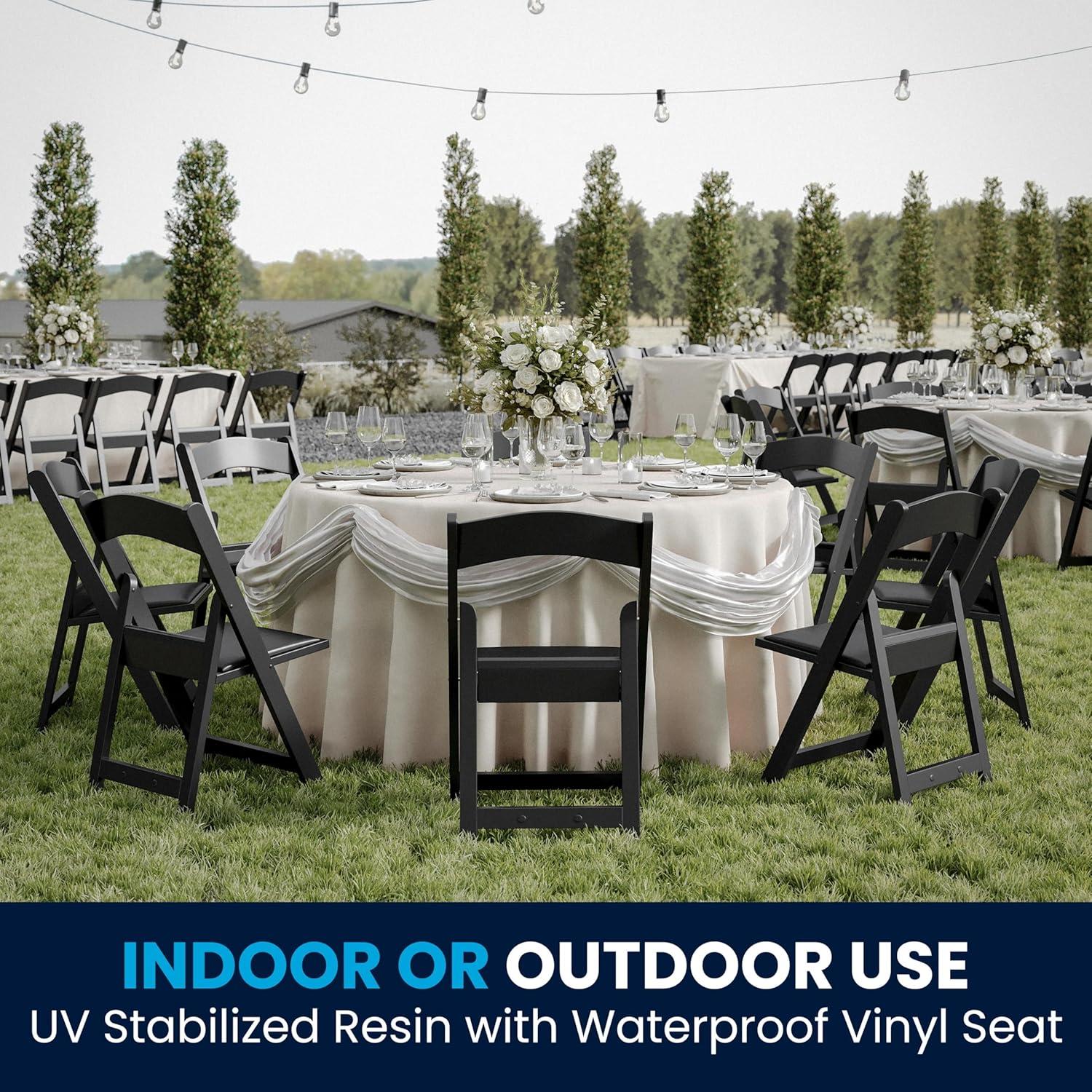 Flash Furniture Hercules Series Folding Chairs for Weddings and Formal Events, Set of 4, Black