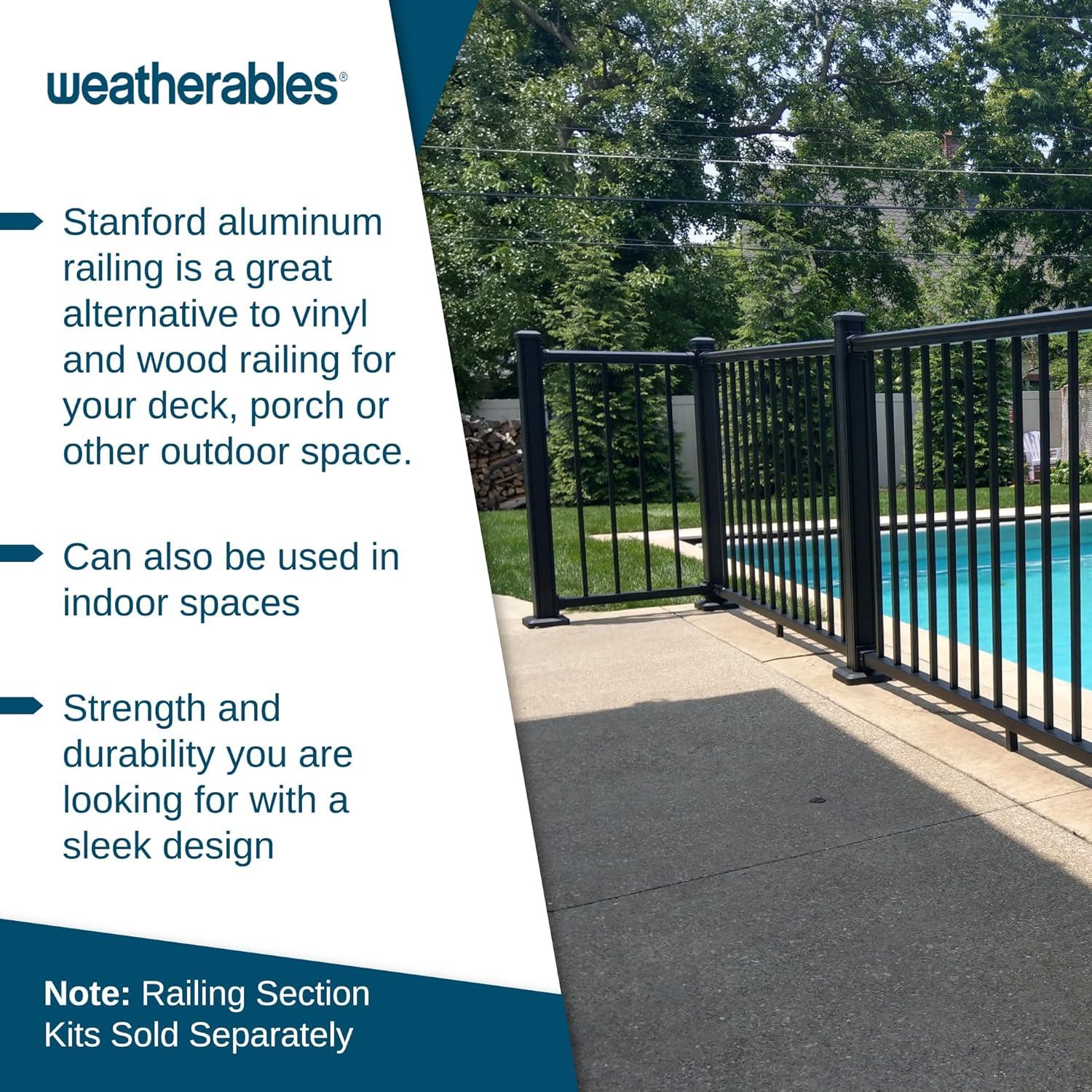 Weatherables 2-1/2-in x 2-1/2-in x 3-1/4-ft Textured Black Aluminum Deck Post