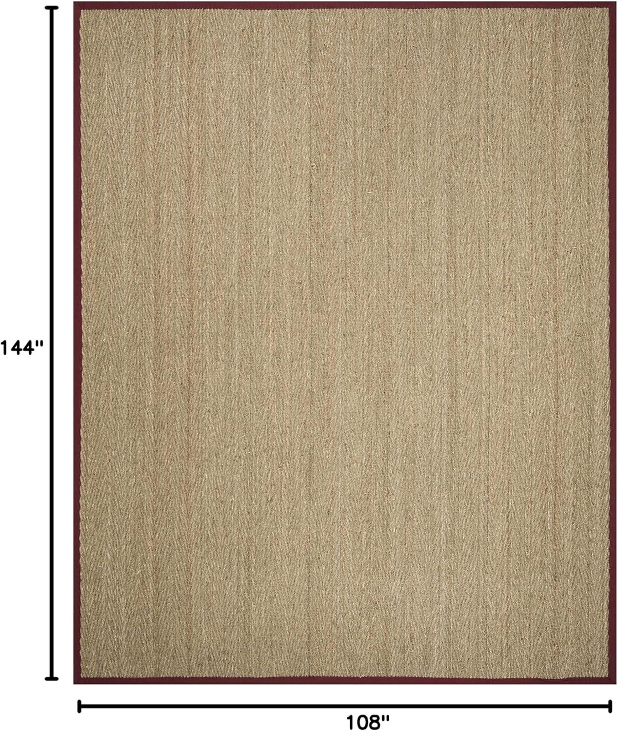 SAFAVIEH Natural Fiber Maisy Border Seagrass Area Rug, Natural/Red, 9' x 12'