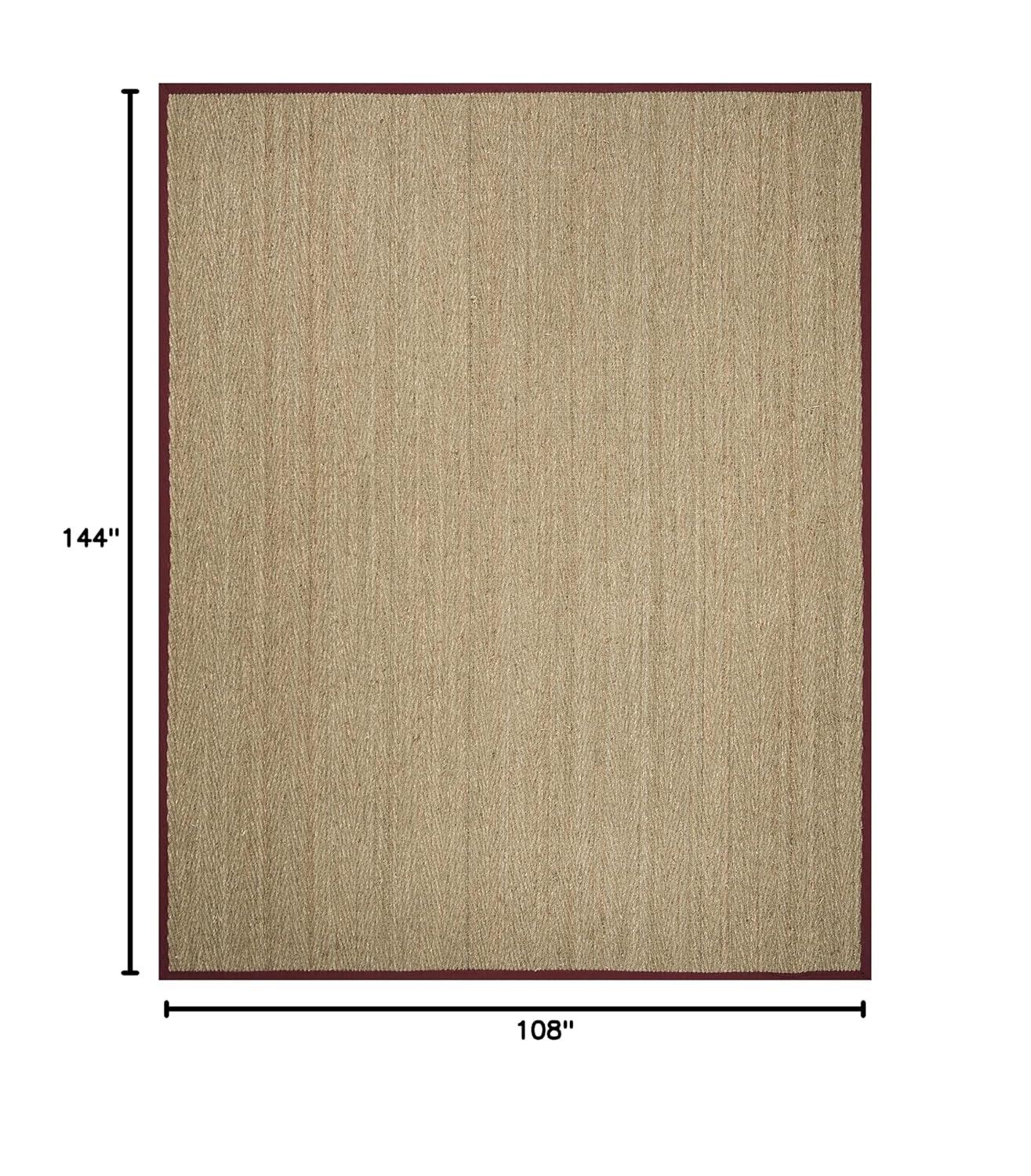 SAFAVIEH Natural Fiber Maisy Border Seagrass Area Rug, Natural/Red, 9' x 12'