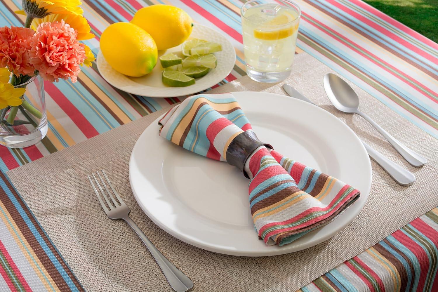 84"x60" Summer Stripe Outdoor Tablecloth - Design Imports: Spill Proof, Machine Washable, Ideal for Picnics & BBQs