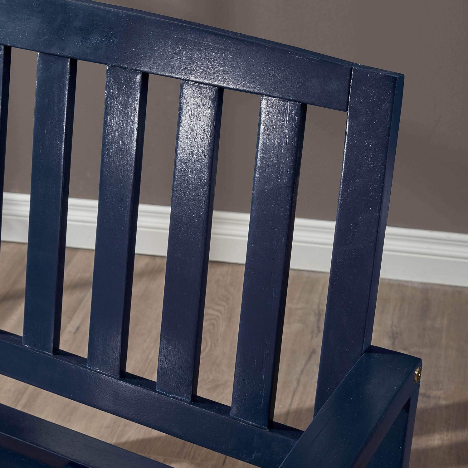 Navy Blue Acacia Wood Farmhouse Cottage Bench