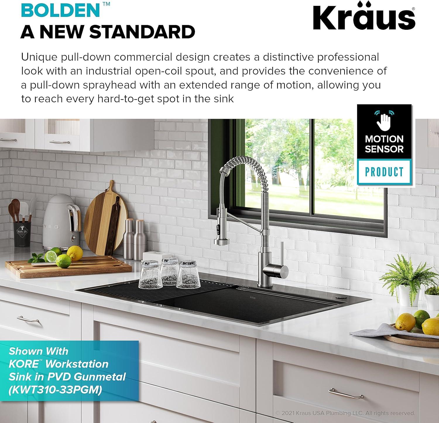 Kraus Bolden Touchless Sensor Commercial Style 2-Function Single Handle Pull-Down Kitchen Faucet