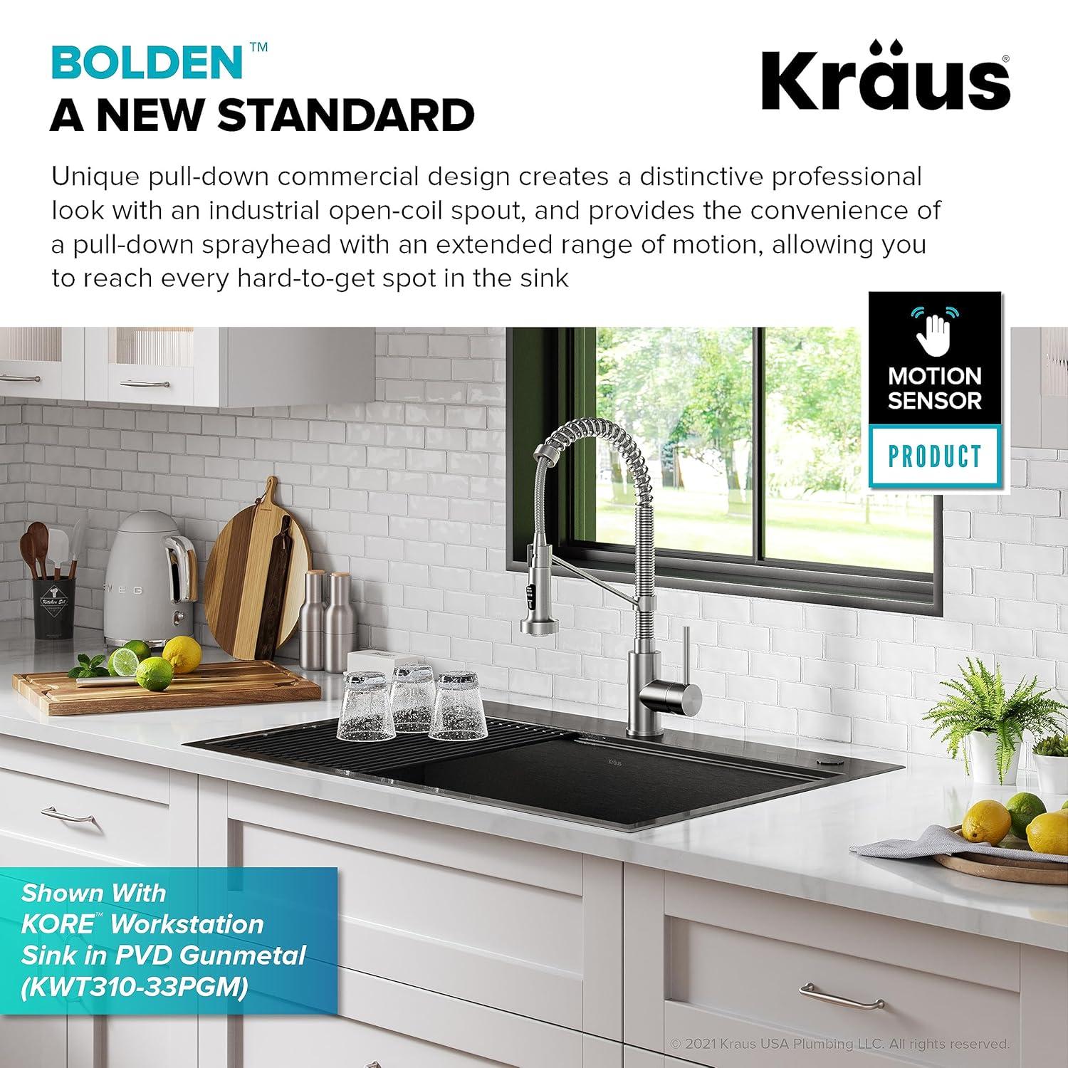 Kraus Bolden Touchless Sensor Commercial Style 2-Function Single Handle Pull-Down Kitchen Faucet