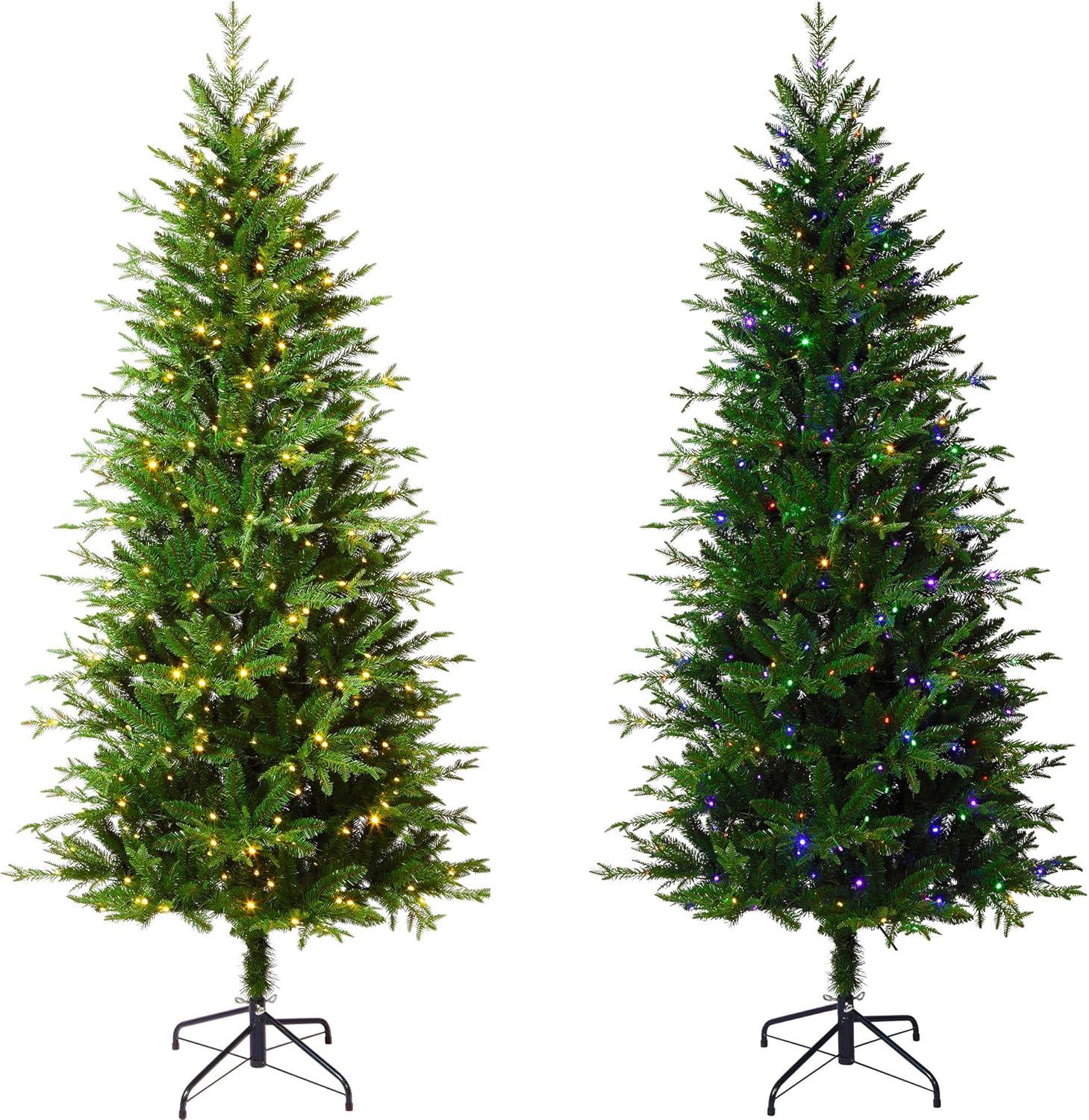 6.5' Artificial Fir Christmas Tree with Color & Clear Lights