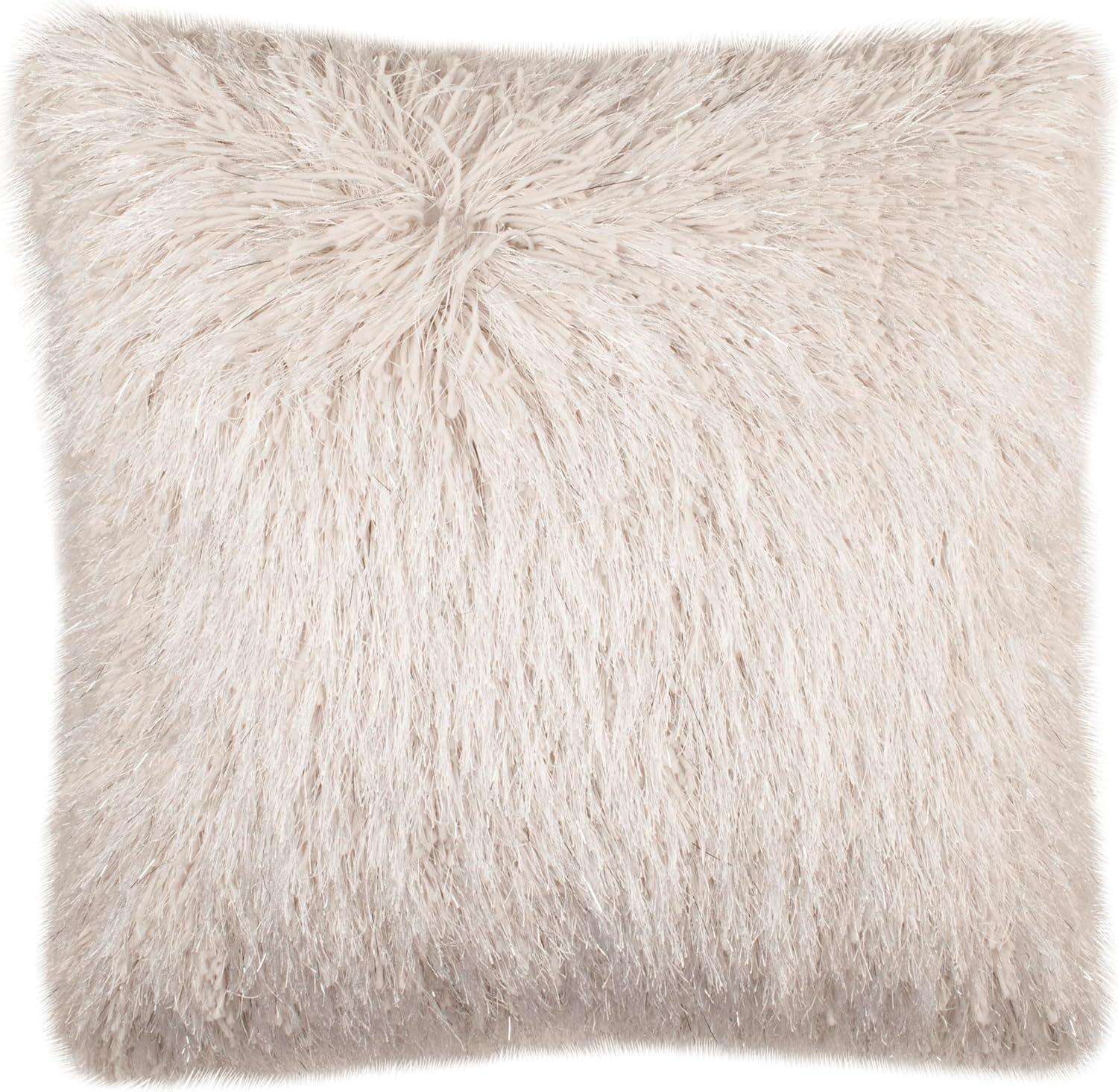 Shag Modish Metallic Pillow - Metallic Snow - 12"X20" - Safavieh
