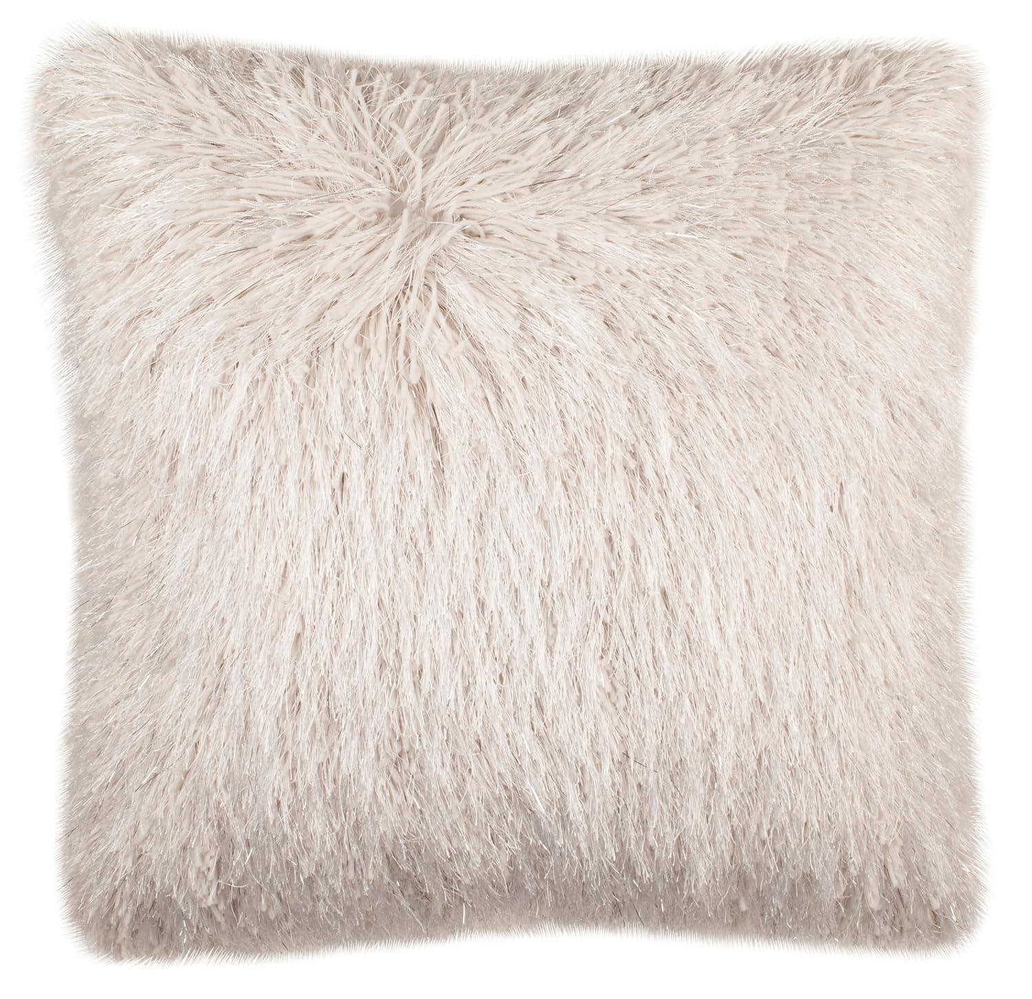 Shag Modish Metallic Pillow - Metallic Snow - 12"X20" - Safavieh