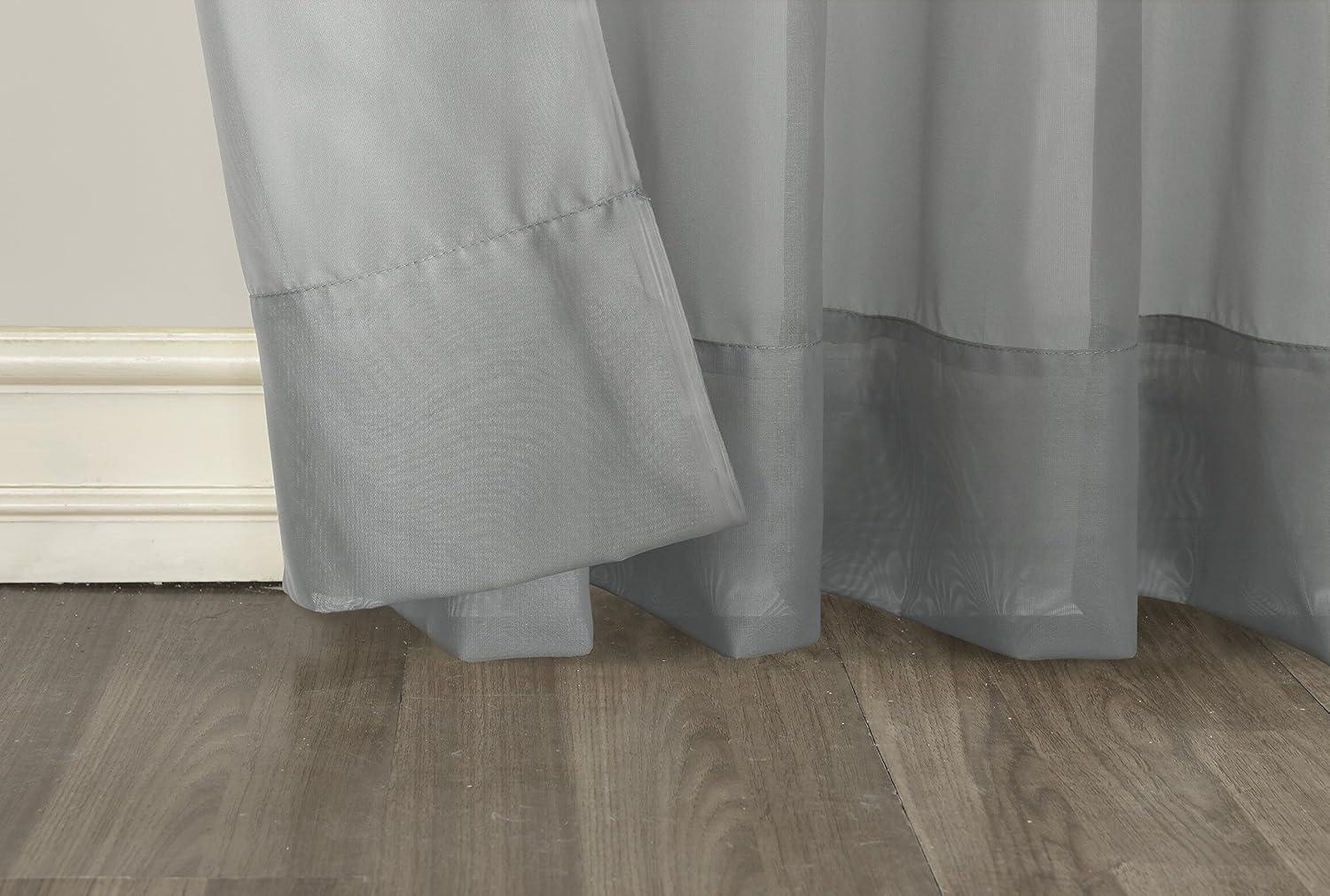 84"x59" Emily Sheer Voile Grommet Top Curtain Panel Dark Gray - No. 918: Sheer Curtain Panels, Indoor Use