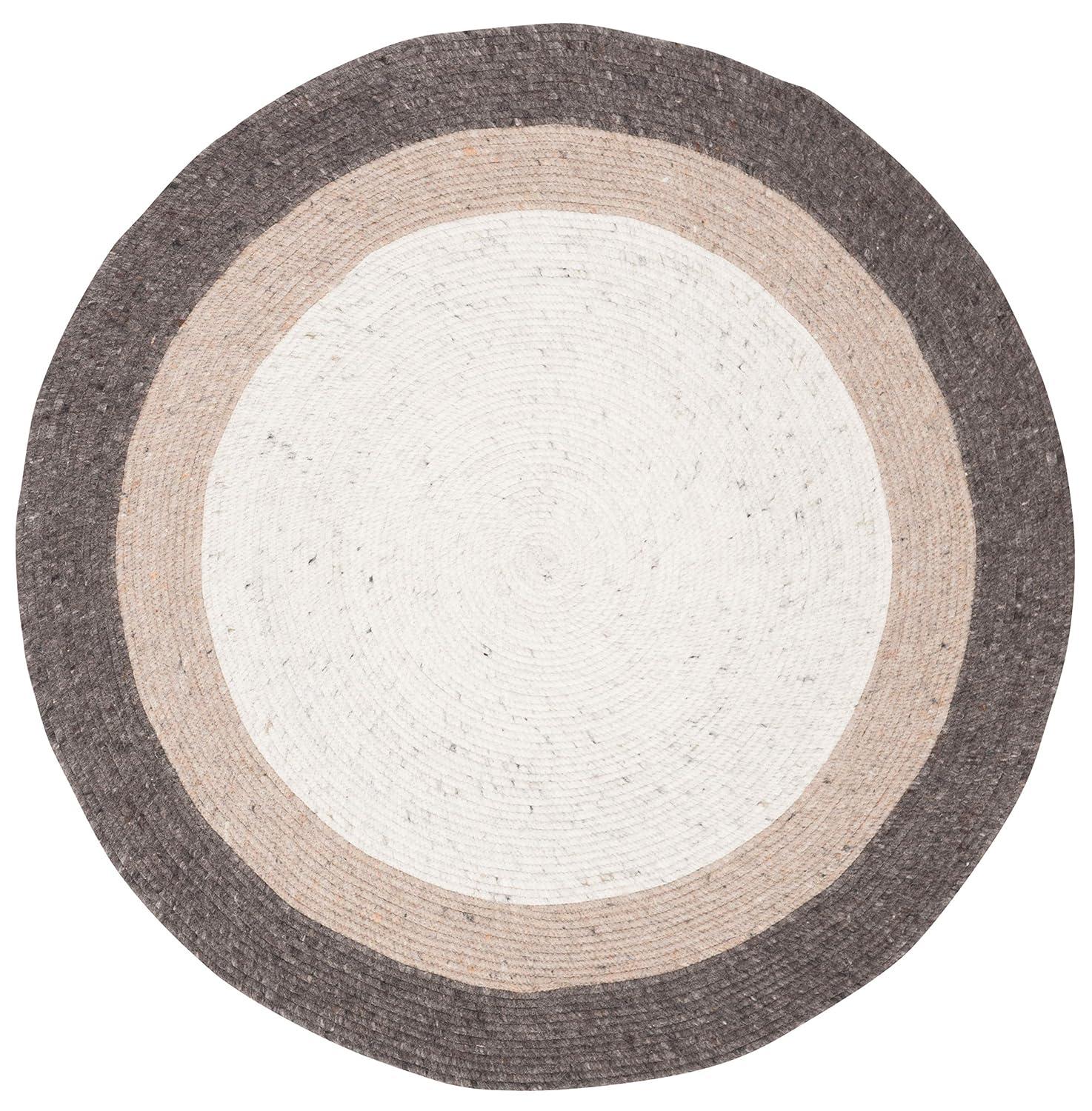 Braided BRD903 Hand Woven Indoor Area Rug - Charcoal/Ivory - 7' Round - Safavieh
