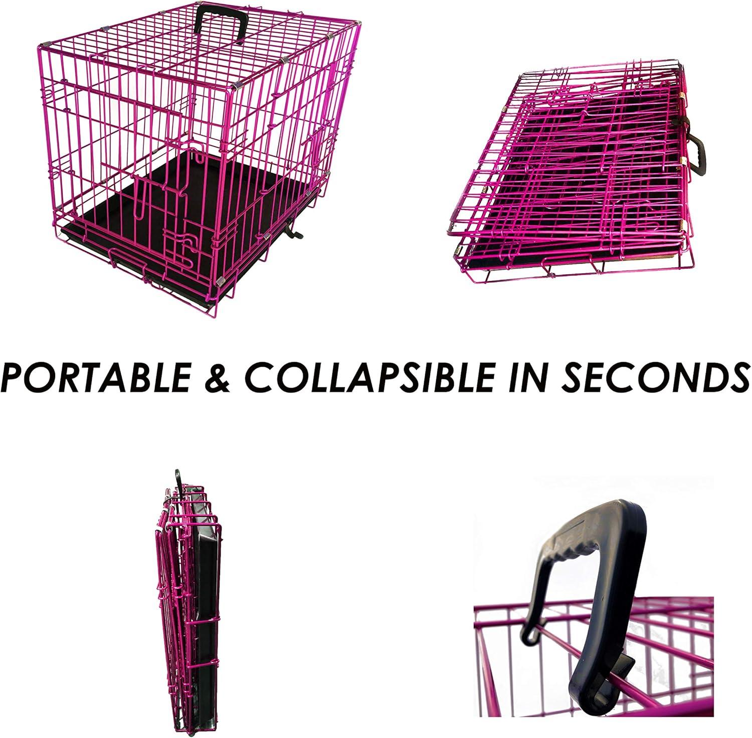 Pet Expressions 36 Inch Pink Colored Metal Wire Dog Crate - Available in Various Sizes and Colors