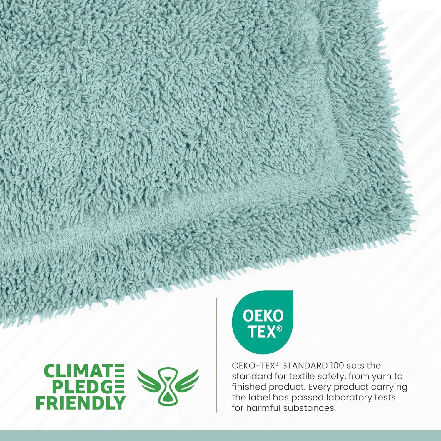 Martex 100% Cotton Bath Rug - Quick Dry - Ultra Soft & Extra Absorbent Non-Slip Bath Rug (Blue)