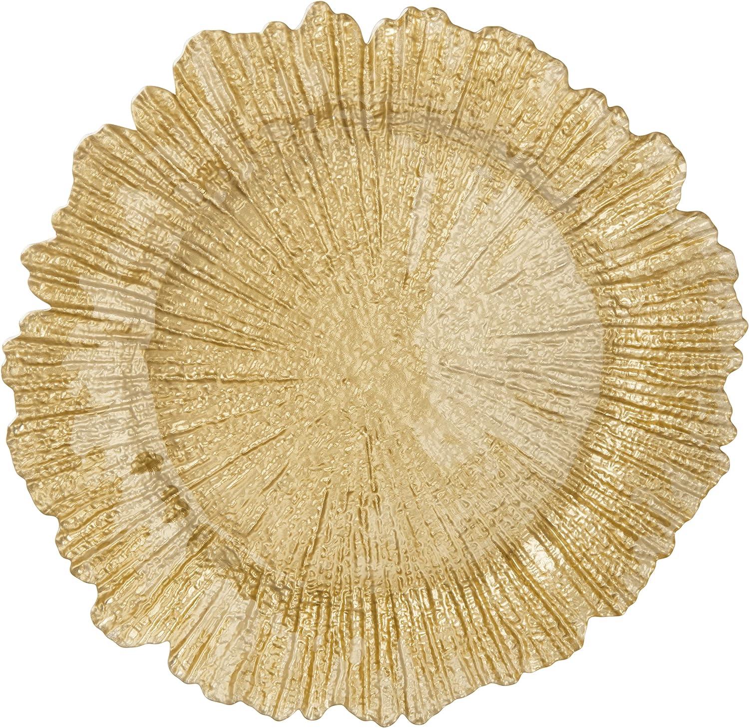 Gold Glass Reef Charger Plate with Scalloped Edges