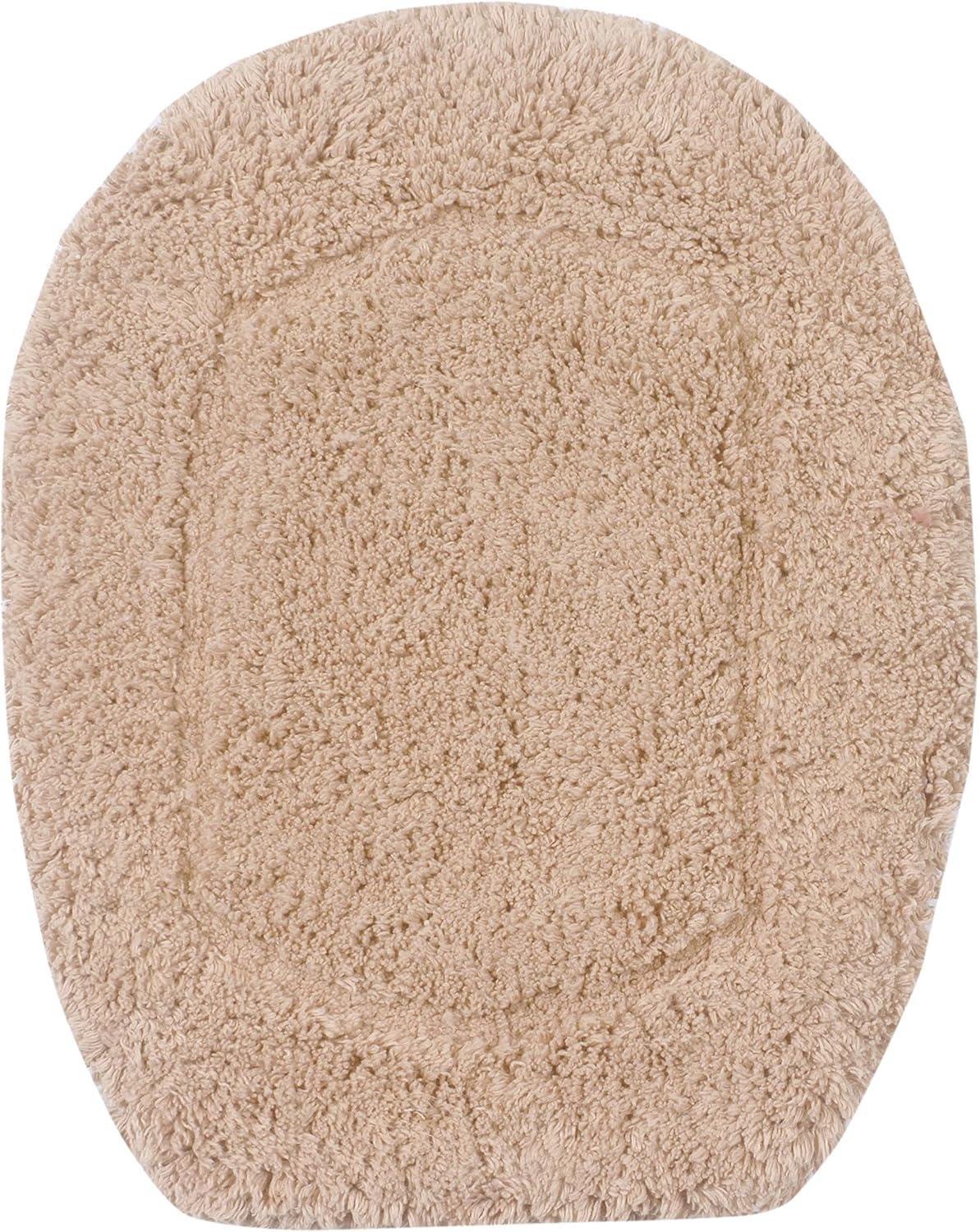 Home Weavers Double Ruffle Collection Toilet Lid Seat Cover, Elastic Edges, 100% Cotton Soft Non Slip Universal Fit for Standard Round Bath Room Bowl Lids, Washable, 18"x18" Toilet Lid Cover, Linen