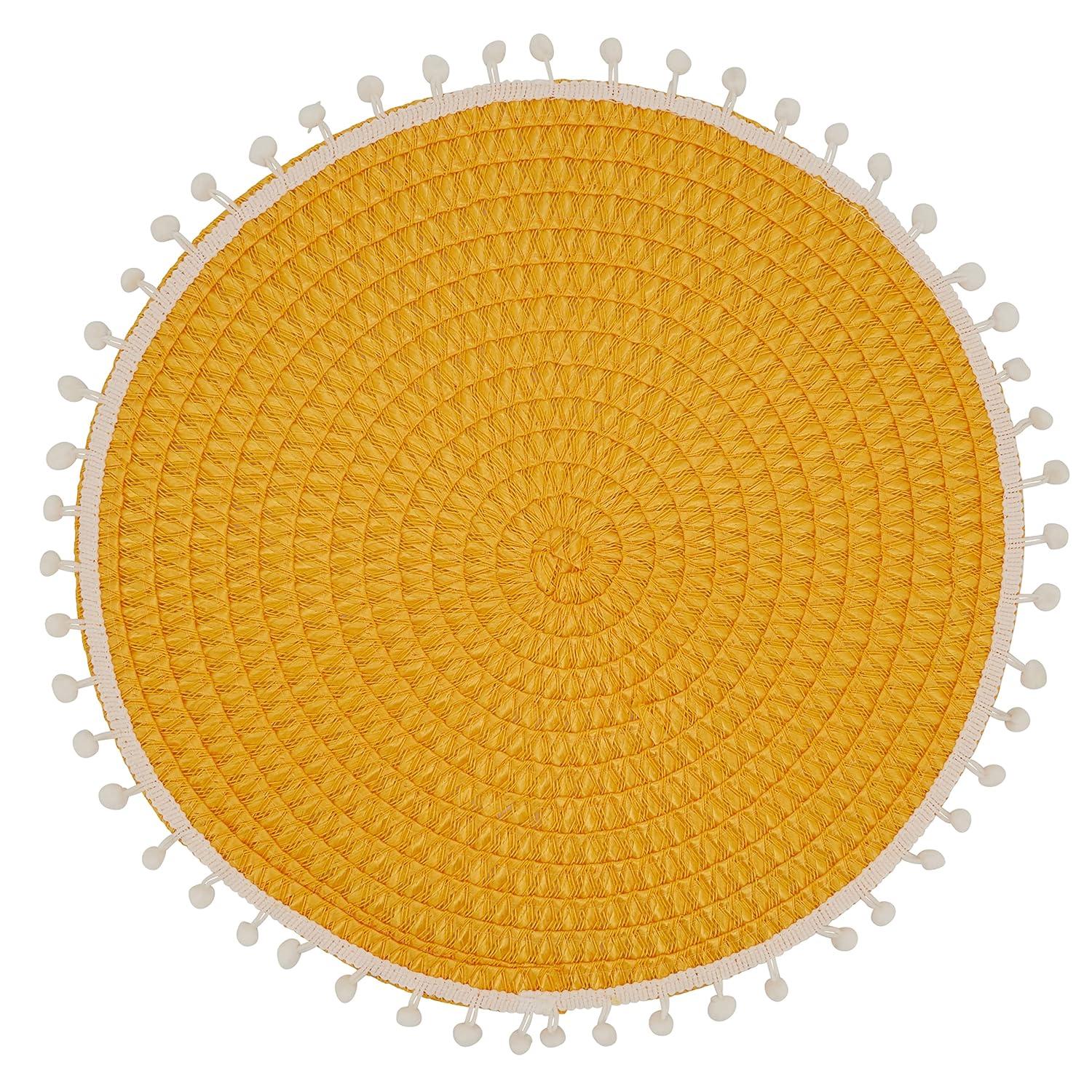 Saro Brielle Collection Polypropylene Plastic No Pattern Round Placemat (Set of 4)