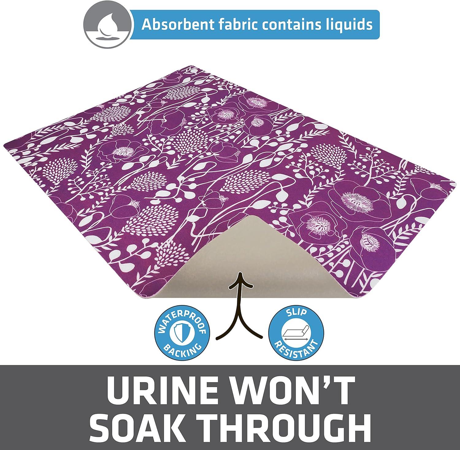 Cat Litter Mat for Litter Box, Protective & Decorative - Absorbent, Waterproof, Machine Washable