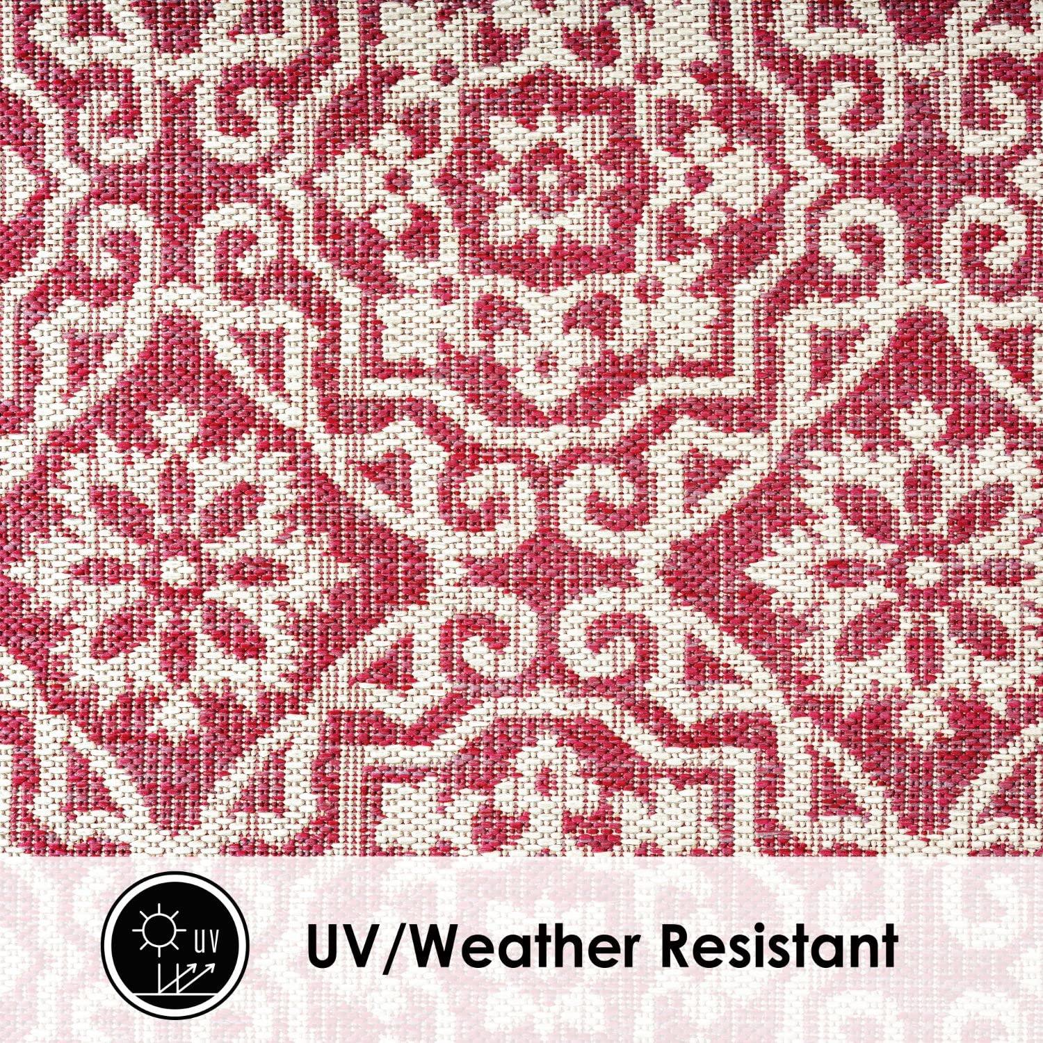 Nicole Miller New York Patio Country Danica Geometric Indoor/Outdoor Area Rug, Pink/Ivory