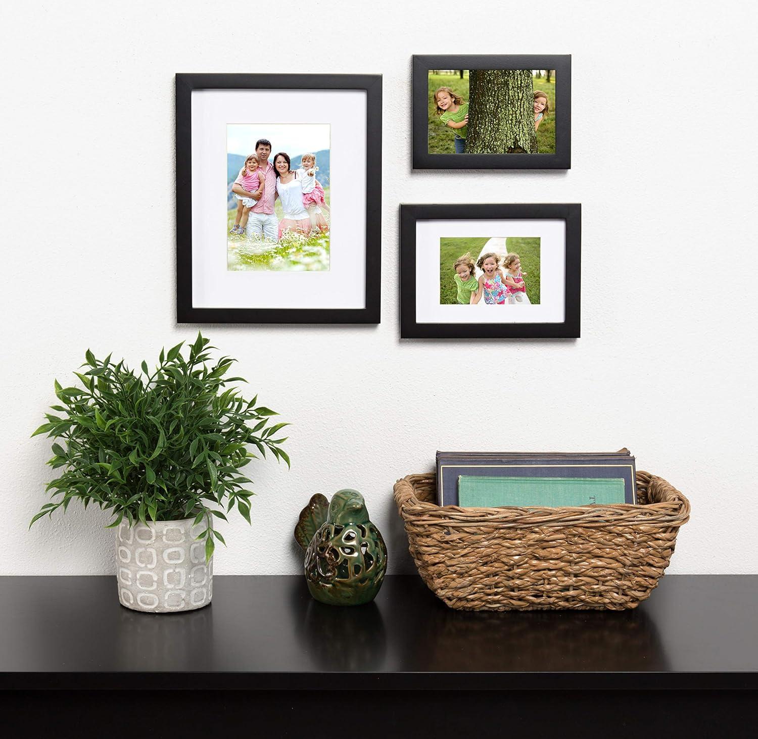 Classic Black Wood Gallery Frame Set for 8x10 or 5x7 Photos, Pack of 4