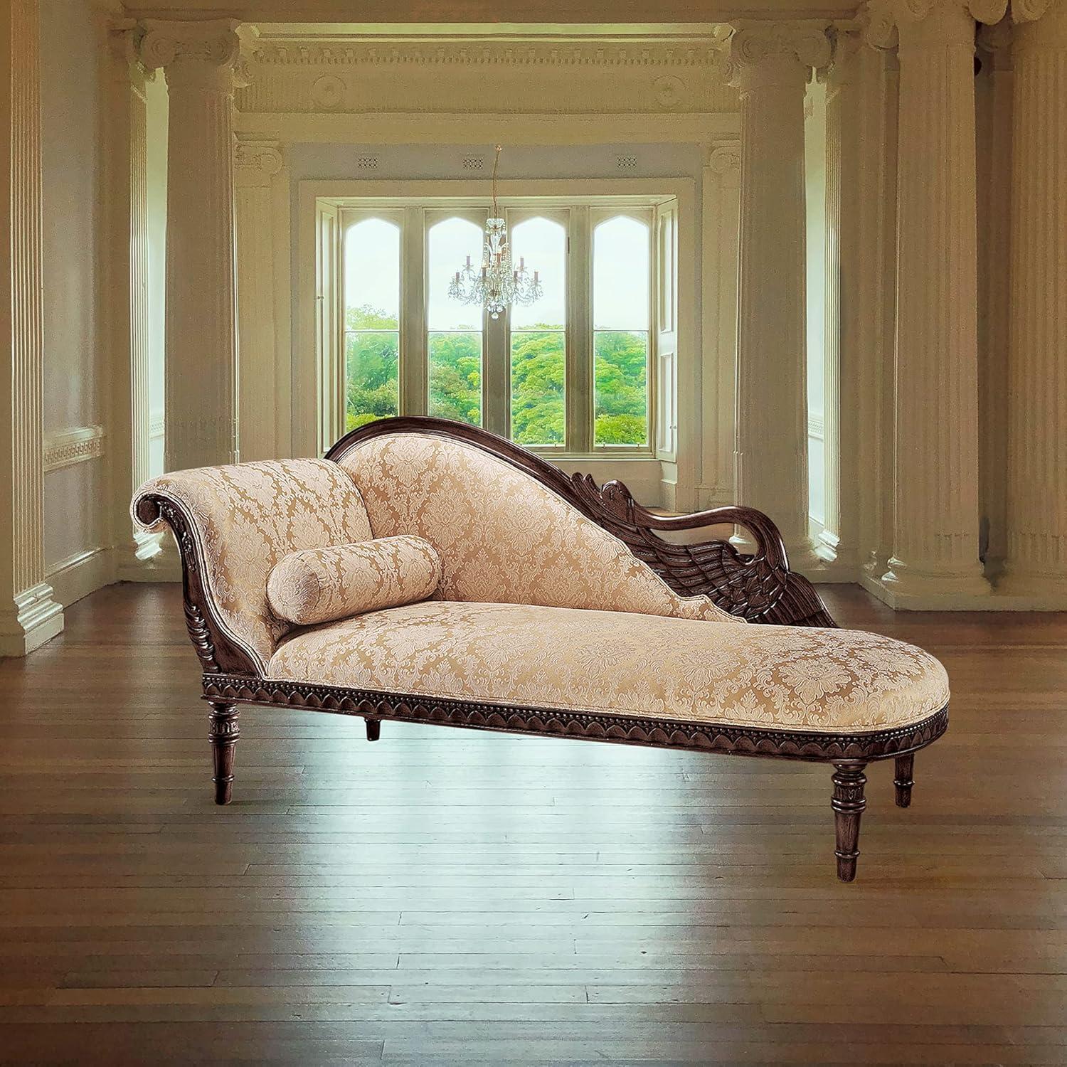 Victorian Swan Motif Hand-Carved Mahogany Fainting Couch