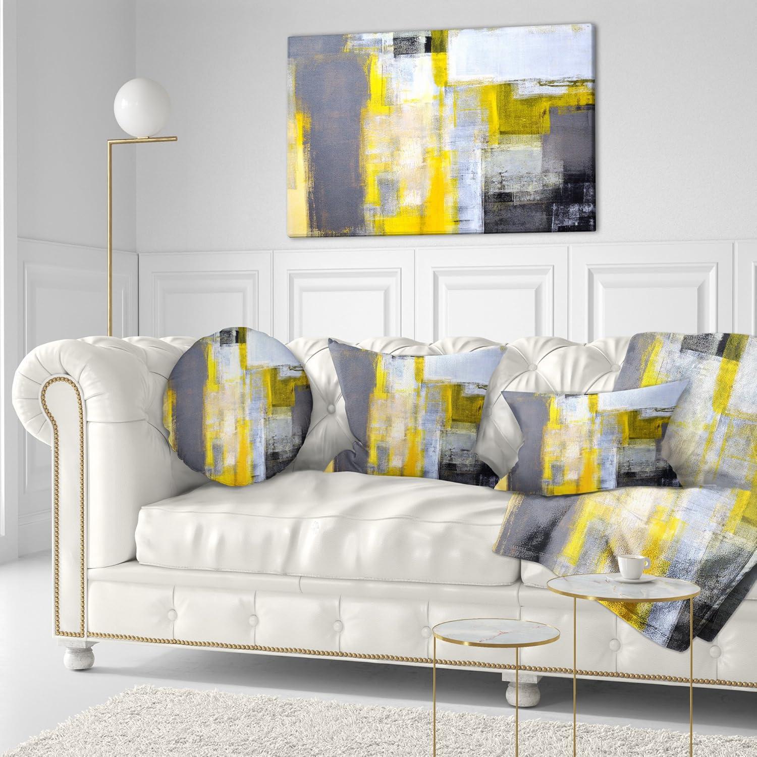 Large Gray and Yellow Abstract Canvas Wall Art