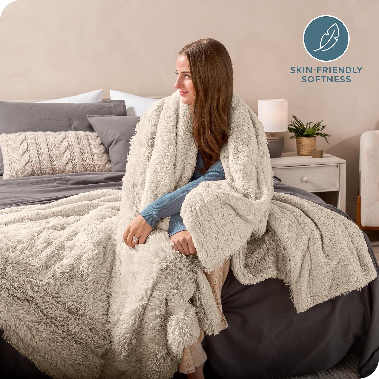 Bare Home Shaggy Faux Fur Sherpa Blanket