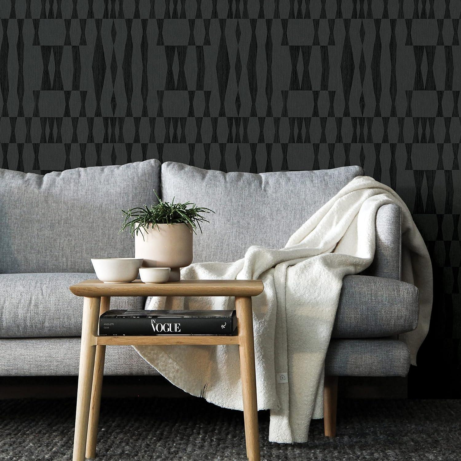 Tempaper Grasscloth Geo Peel and Stick Wallpaper