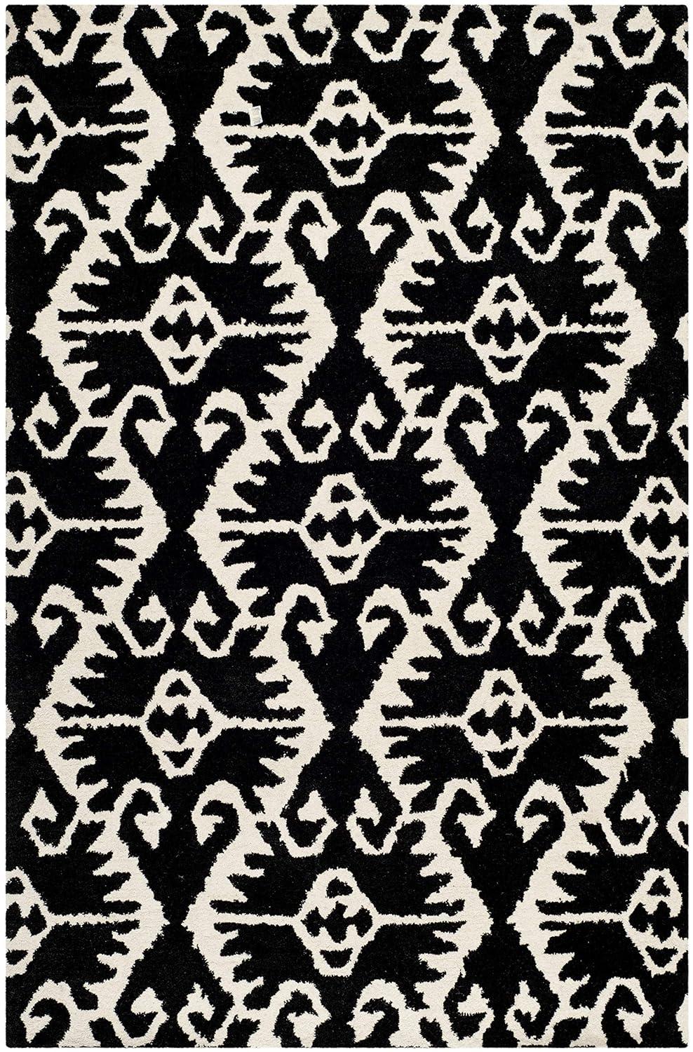 Wyndham WYD323 Hand Tufted Indoor Area Rug - Black/Ivory - 6'x9' - Safavieh.