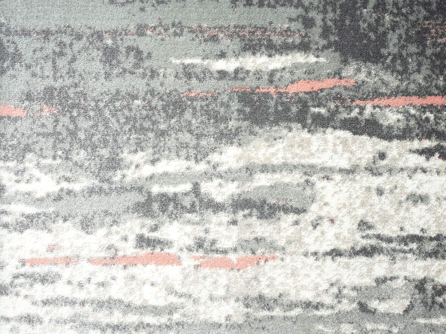 Abani Laguna Grey Pink Drip Lines 4' x 6' 4' x 6'