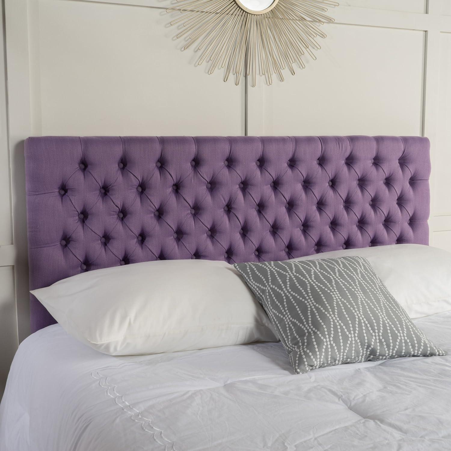 Queen/Full Jezebel Button Tufted Fabric Headboard Light Purple - Christopher Knight Home: Upholstered, Adjustable Height