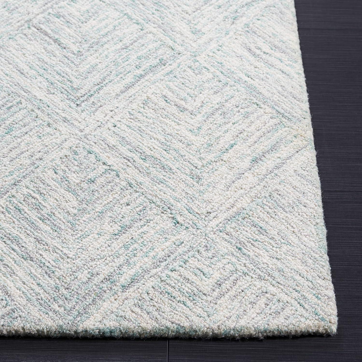 Abstract ABT428 Handmade Indoor Accent Rug - Grey/Turquoise - 3'x5' - Safavieh