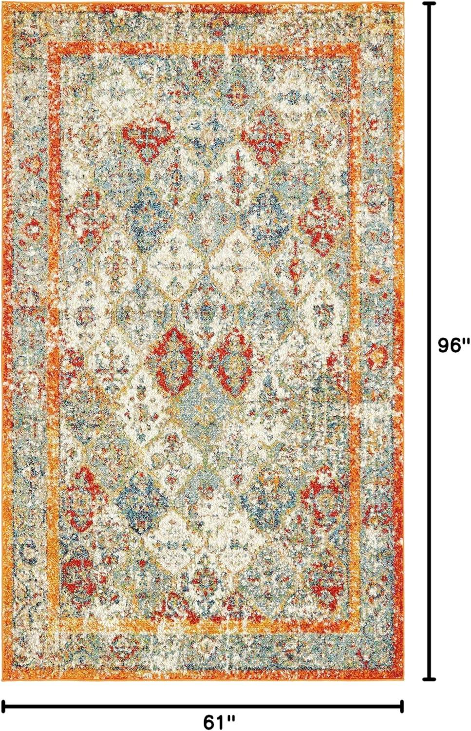 Unique Loom Gabrieli Rosso Rug Beige/Blue 5' 1" x 8' Rectangle Geometric Contemporary Perfect For Living Room Bed Room Dining Room Office