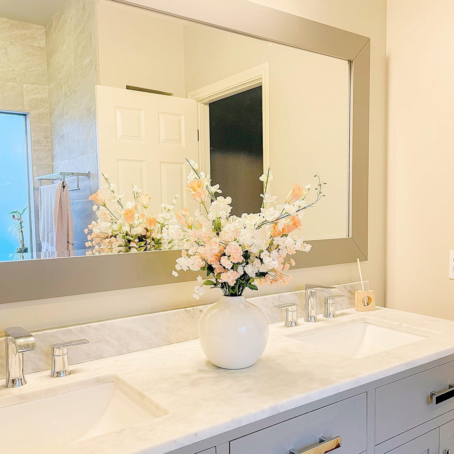 Willowy 10 Inch Elegant Glossy Porcelain Vase - White Ceramic Vase, Large Ceramic for Vases Home Decor, Tall White Decorative Vases for Pampas Grass