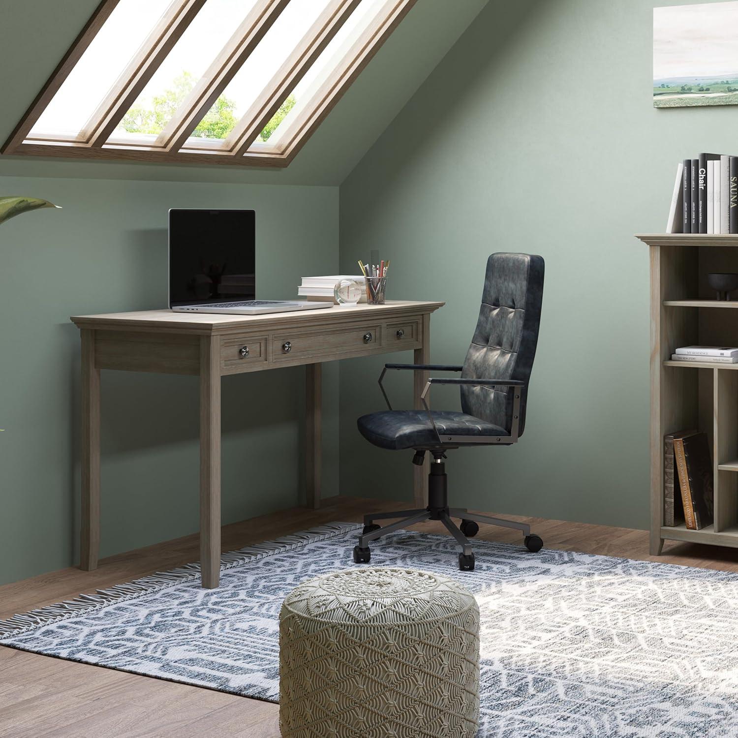 Amherst Distressed Grey Solid Wood Desk with Keyboard Tray