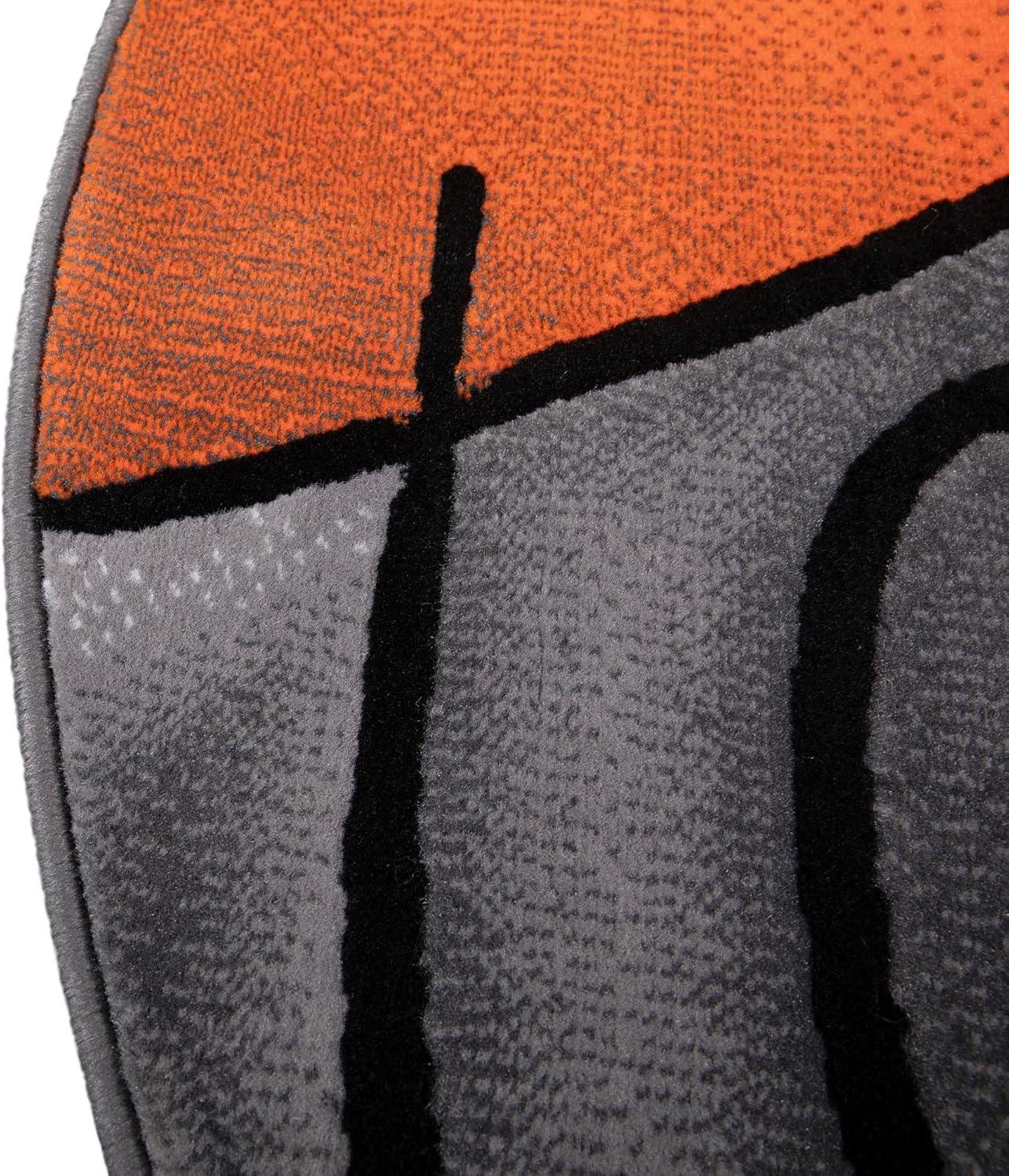 Flash Furniture Jubilee Collection 5' x 5' Round Orange Abstract Area Rug - Olefin Rug with Jute Backing - Living Room, Bedroom, Family Room