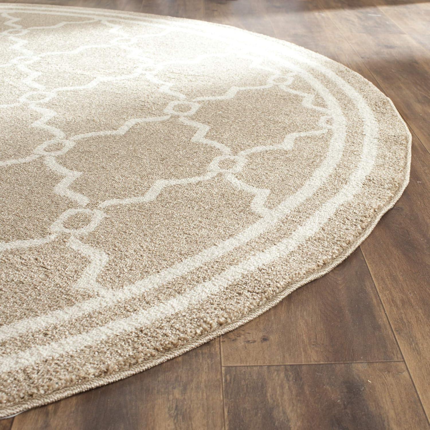 Amherst AMT414 Power Loomed Indoor Area Rug - Wheat/Beige - 7' Round - Safavieh