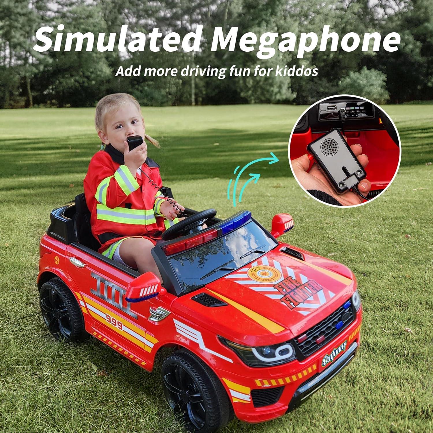 Outfunny Electric Police Car for Kids, 12 Volt Kids Ride on Toy Car with Remote Control, Bluetooth, Megaphone