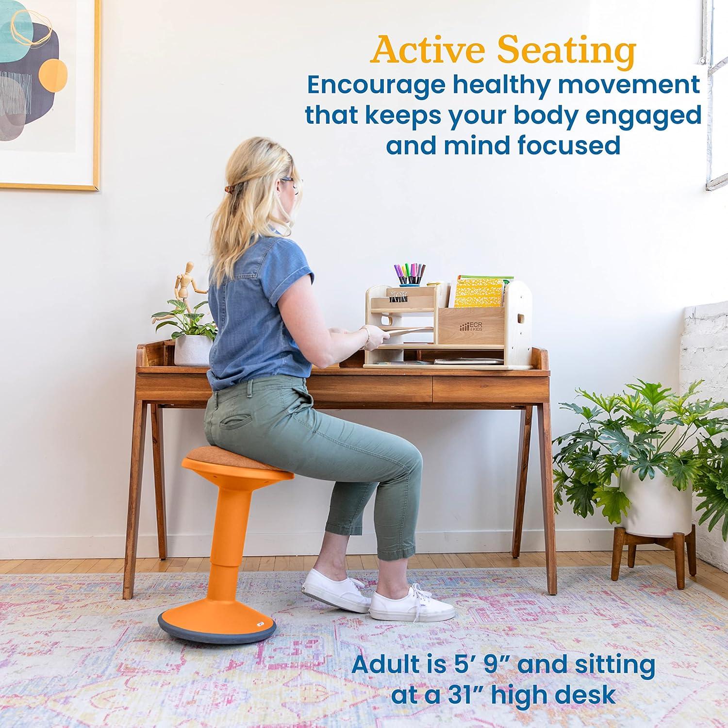 ECR4Kids ECR4Kids Sitwell Wobble Stool with Cushion, Adjustable Height, Active Seating