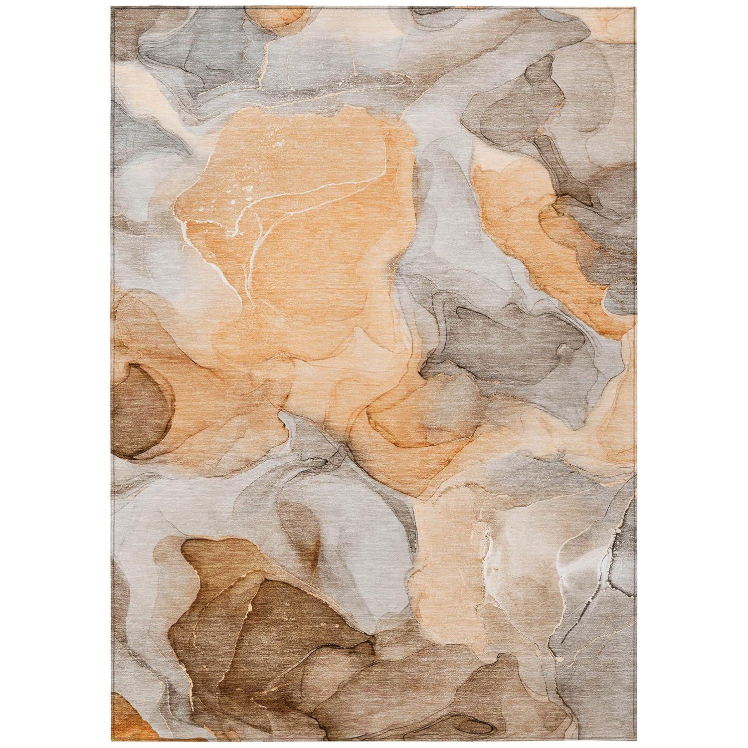 Addison Rugs Chantille Indoor/Outdoor Transitional Watercolors Orange Washable Rectangle Rug, 8' x 10'