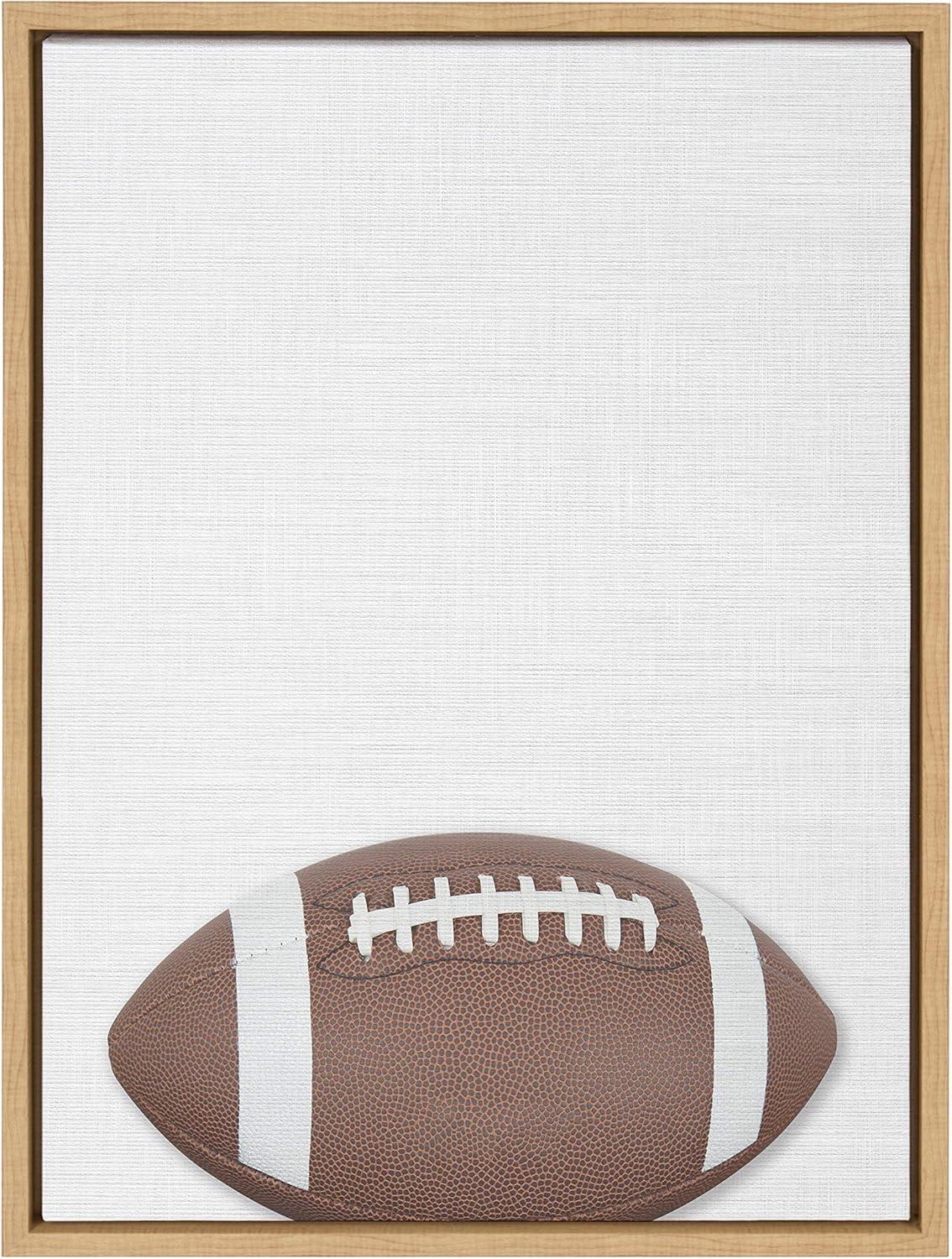 18" x 24" Sylvie Color Football Portrait Framed Canvas Natural - DesignOvation: Modern Style, Plastic Frame, Screen Print Wall Art