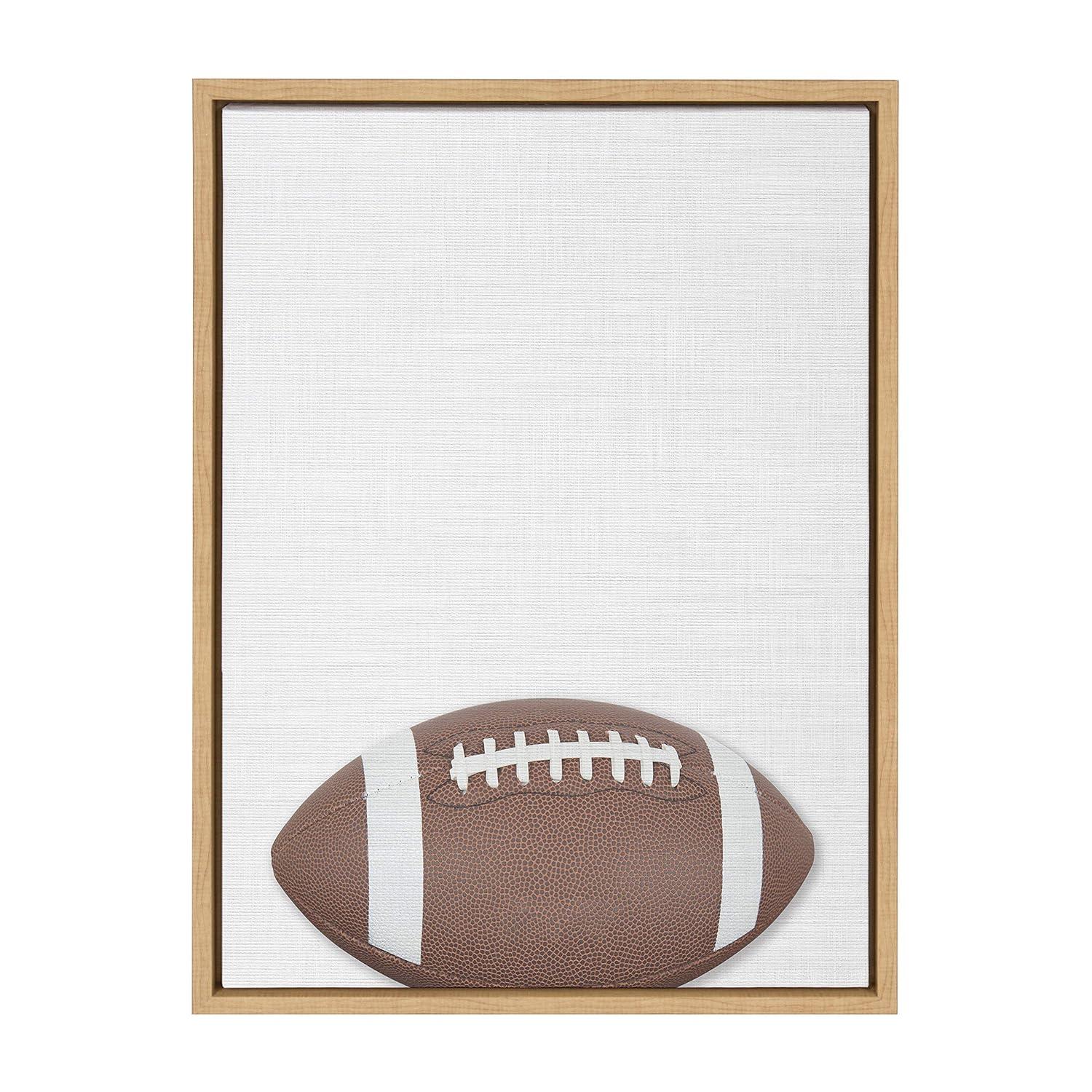 18" x 24" Sylvie Color Football Portrait Framed Canvas Natural - DesignOvation: Modern Style, Plastic Frame, Screen Print Wall Art
