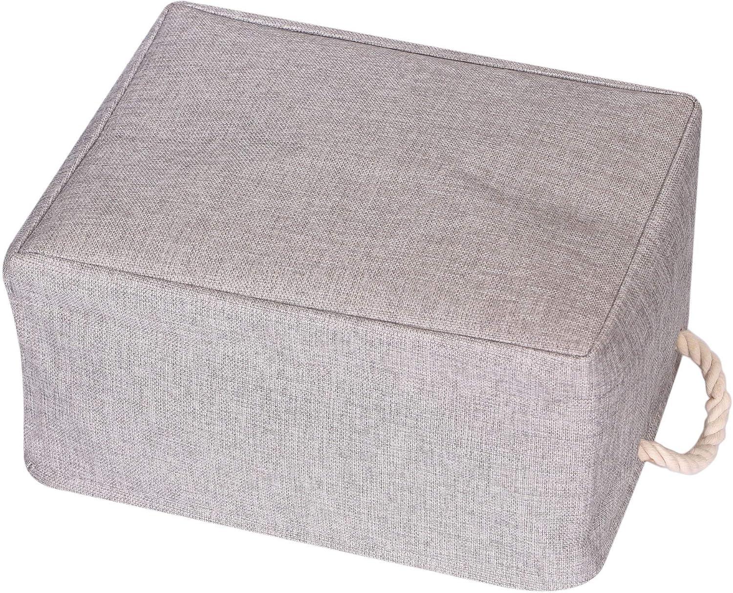 5 Pack Large Storage Basket Bin, Foldable Storage Cube Box Canvas Fabric Collapsible Organizer with Handles for Closet Home Office Clothes Shelf, Grey