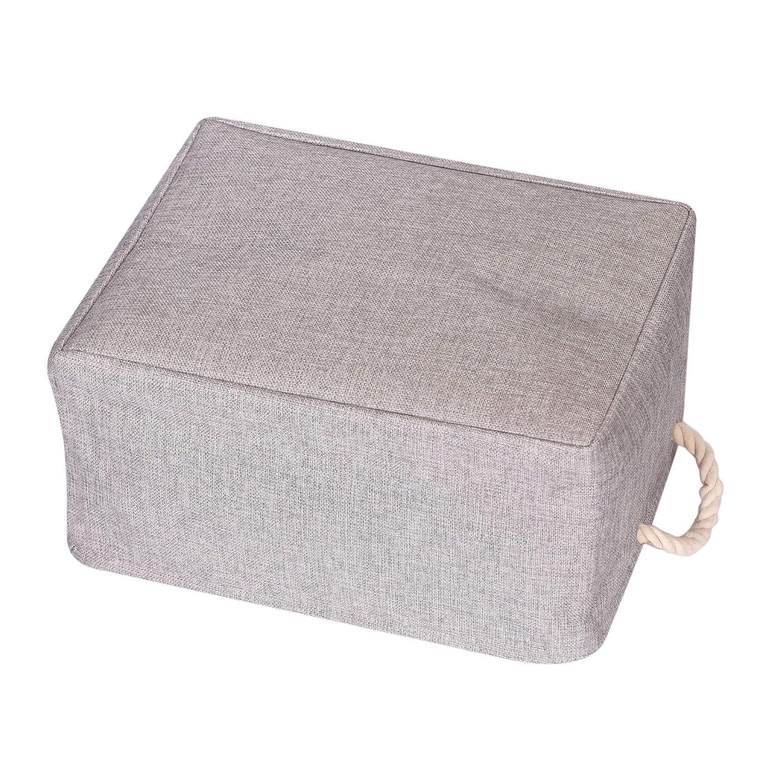 5 Pack Large Storage Basket Bin, Foldable Storage Cube Box Canvas Fabric Collapsible Organizer with Handles for Closet Home Office Clothes Shelf, Grey