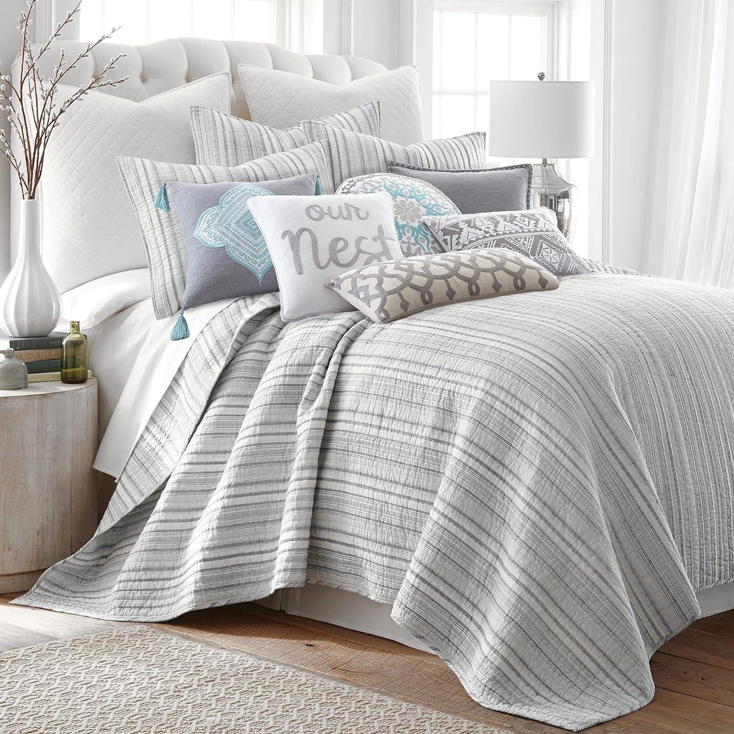 Bondi Gray Cotton Full Quilt and Sham Set