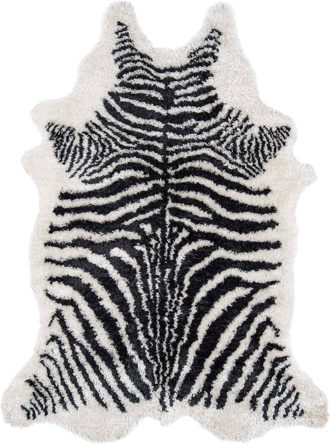 Novelty Khalhari Animal Print Handmade Tufted Black/White Area Rug