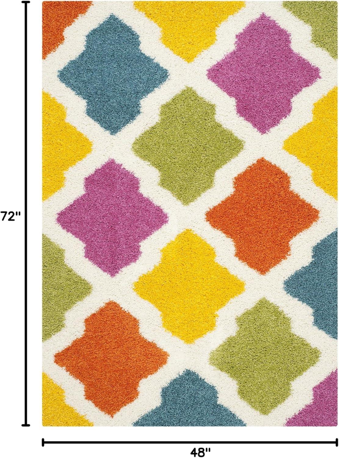 Shag Kids SGK562 Power Loomed Indoor Area Rug - Ivory/Multi - 4'x6' - Safavieh.