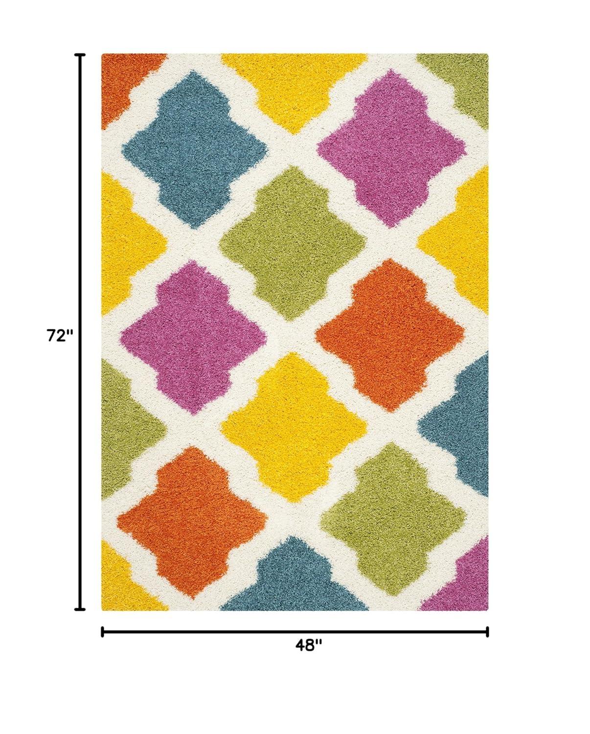 Shag Kids SGK562 Power Loomed Indoor Area Rug - Ivory/Multi - 4'x6' - Safavieh.