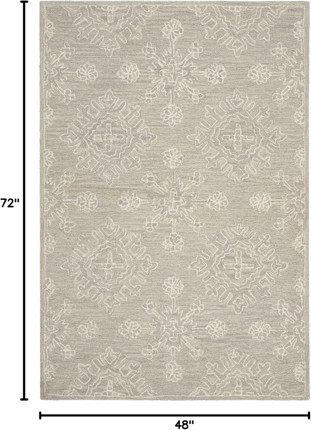 SAFAVIEH Blossom Emmerson Damask Snowflakes Wool Area Rug, Light Beige, 4' x 6'